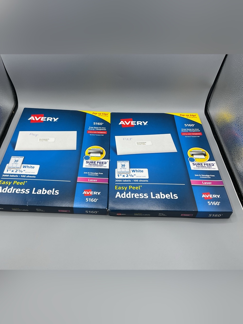 Lot Of 2 Avery Easy Peel Mailing Address Labels # 5160Laser 1 x 2-5/8 White 3000